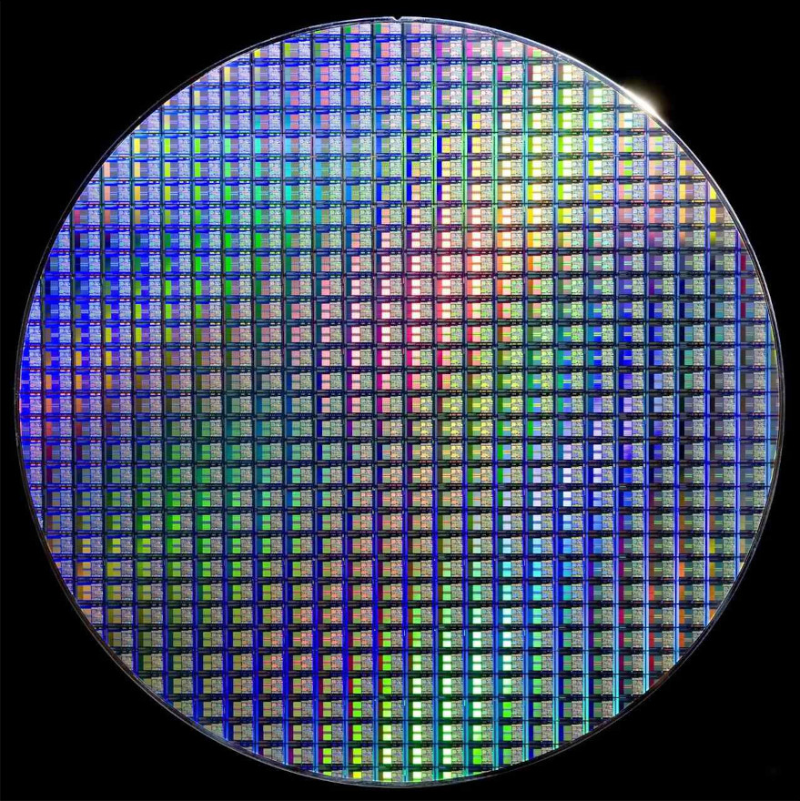 4 inch silicone wafer on black background